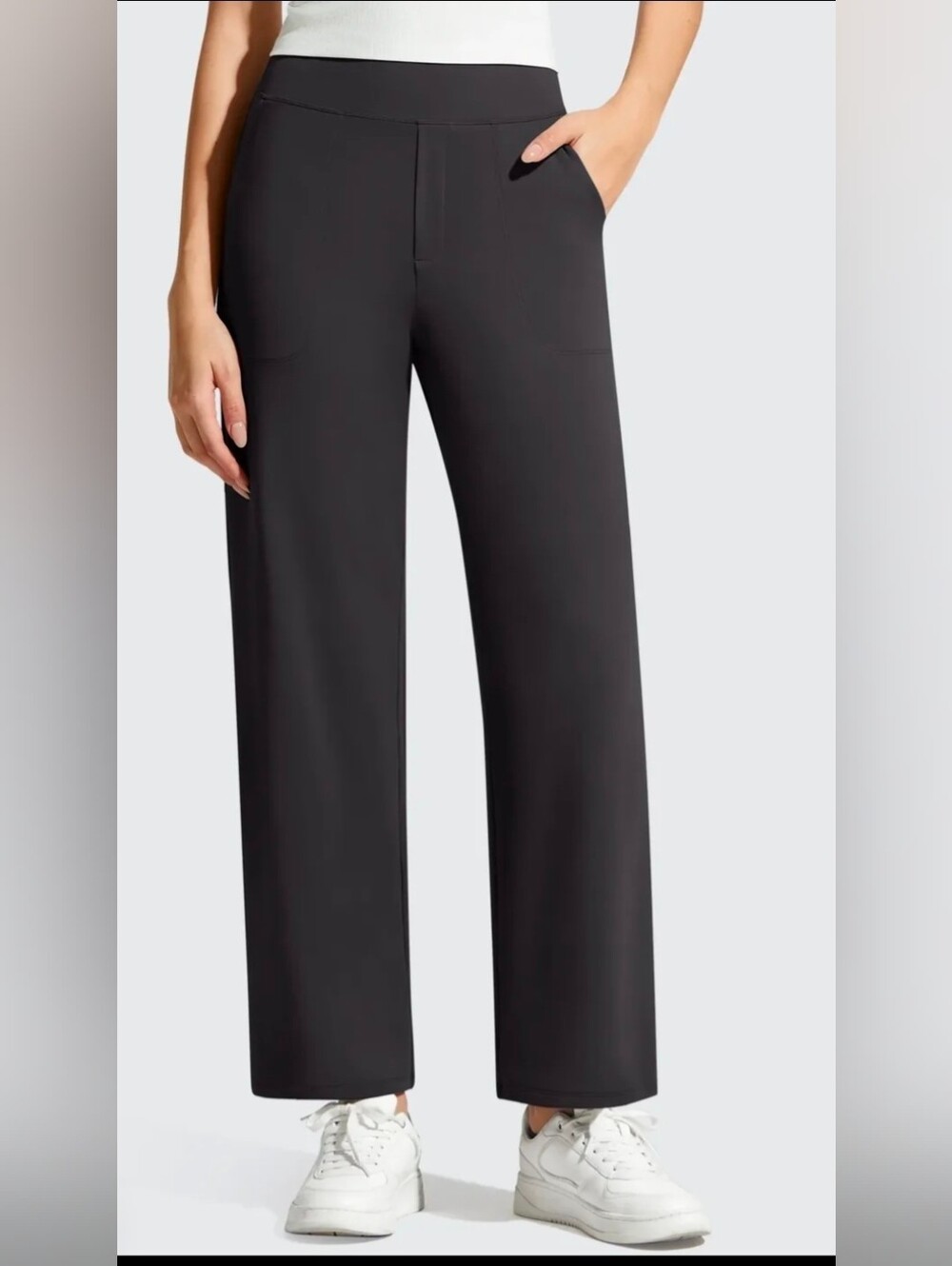 NWT G4Free BareFeel Faux Fly Ankle Casual Dress Pants Black Wide